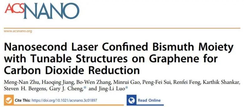 ACS Nano：脈沖激光策略！調(diào)控石墨烯上Bi配位結(jié)構(gòu)以提高CO2RR選擇性