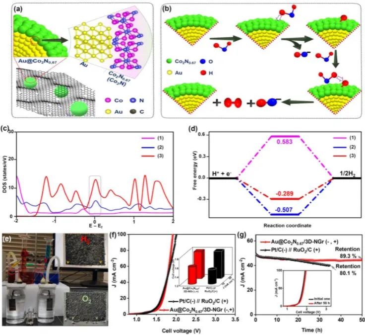 Nano Energy: 錨定在3D N摻雜石墨烯空心微球上的Au@Co2N0.67納米點用于高效電催化水分解或鋅-空電池