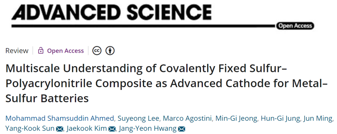 全南大學(xué)/漢陽大學(xué)Adv. Sci.: 共價固定硫聚丙烯腈復(fù)合材料作為金屬硫電池先進(jìn)正極的多尺度理解