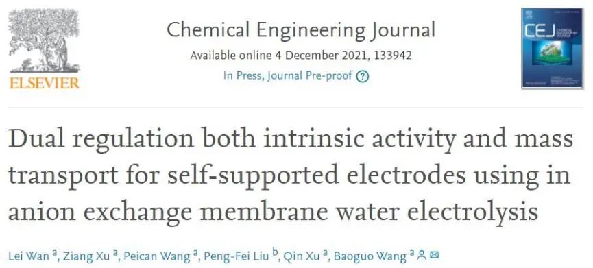 清華王保國Chem. Eng. J.: 構(gòu)建納米島，性能差不了！調(diào)控Fe-Ni-PS內(nèi)在活性和傳質(zhì)用于AEMWE