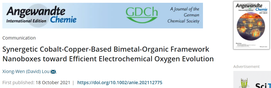 樓雄文Angew.：CoCu-MOF NBs實(shí)現(xiàn)高效電化學(xué)OER