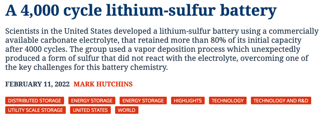 Nature子刊：鋰硫電池，4000圈??！