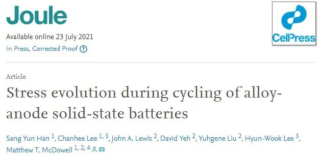 Joule：固態(tài)電池合金負(fù)極循環(huán)過程中的應(yīng)力演變