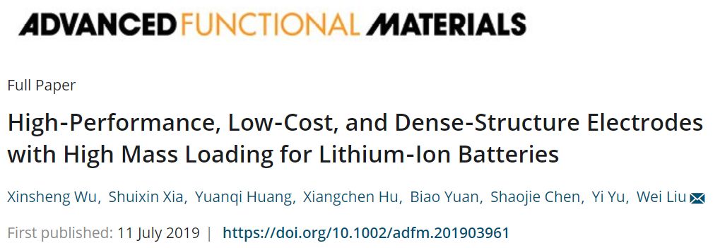 【電池】上?？萍即髮W劉巍團隊AFM：高性能低成本高能量密度鋰離子電池新策略