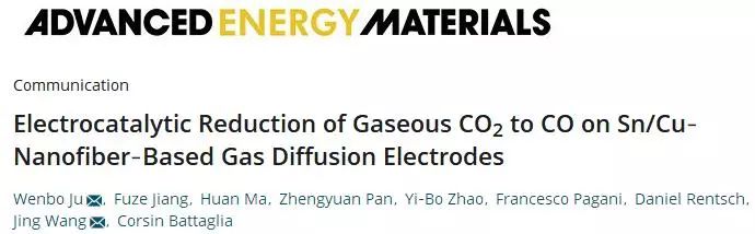 【頂刊】Advanced Energy Materials：SnCu納米纖維氣體擴(kuò)散電極高效CO2RR