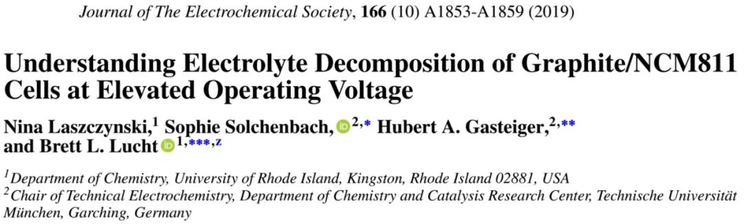【大?！縃ubert A. Gasteiger 高電壓三元電池失效機理，4.6 V高電壓下NCM811電池電解液分解過程