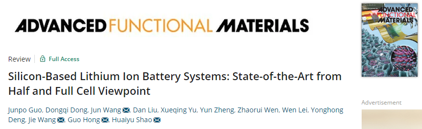 ? Adv. Funct. Mater.：硅基鋰離子電池系統(tǒng)：半電池和全電池的最新技術(shù)