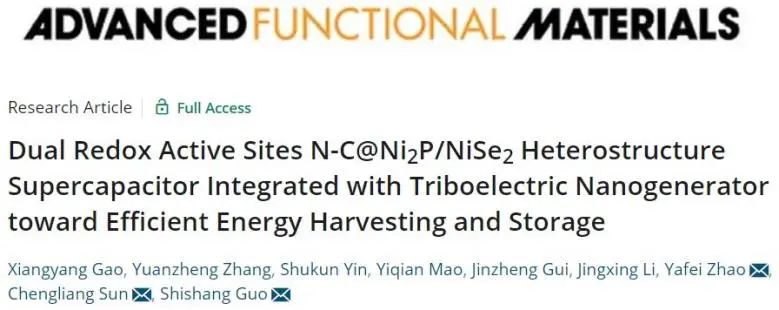 武大/鄭大AFM：雙氧化還原活性位點(diǎn)NC@Ni2P/NiSe2異質(zhì)結(jié)構(gòu)可實(shí)現(xiàn)高效能量收集和存儲(chǔ)