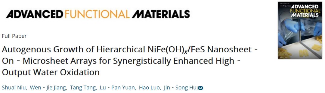 【催化】中科院化學(xué)所胡勁松團隊AFM：自生長NiFe基電催化劑，高效OER
