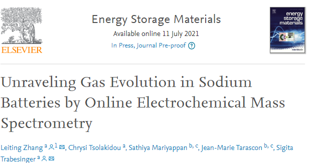 EnSM：通過(guò)在線電化學(xué)質(zhì)譜分析鈉電池中的產(chǎn)氣行為