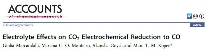 Acc. Chem. Res.：CO2電化學(xué)還原至CO過程中電解液的作用