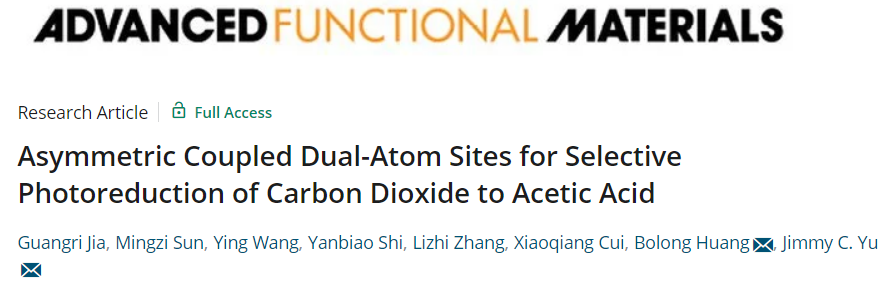 AFM：耦合不對(duì)稱雙原子用于將光催化CO2還原為乙酸