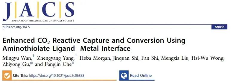 ?JACS: 氨基硫醇配體-金屬界面立大功，顯著增強CO2捕獲與轉(zhuǎn)化