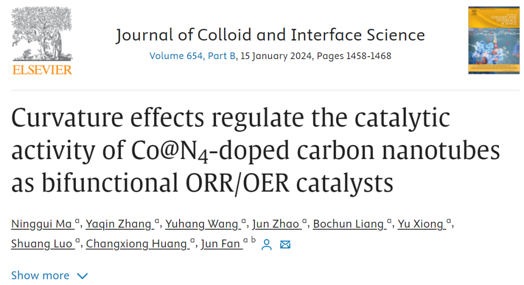 香港城市大學(xué)JCIS：曲率效應(yīng)調(diào)節(jié)Co@N4摻雜碳納米管作為雙功能ORR/OER催化劑