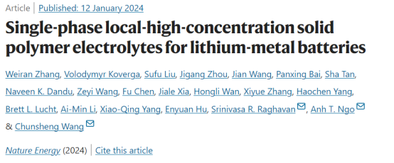【DFT+實(shí)驗(yàn)】王春生團(tuán)隊(duì)重磅NE：局部高濃聚合物固體電解質(zhì)