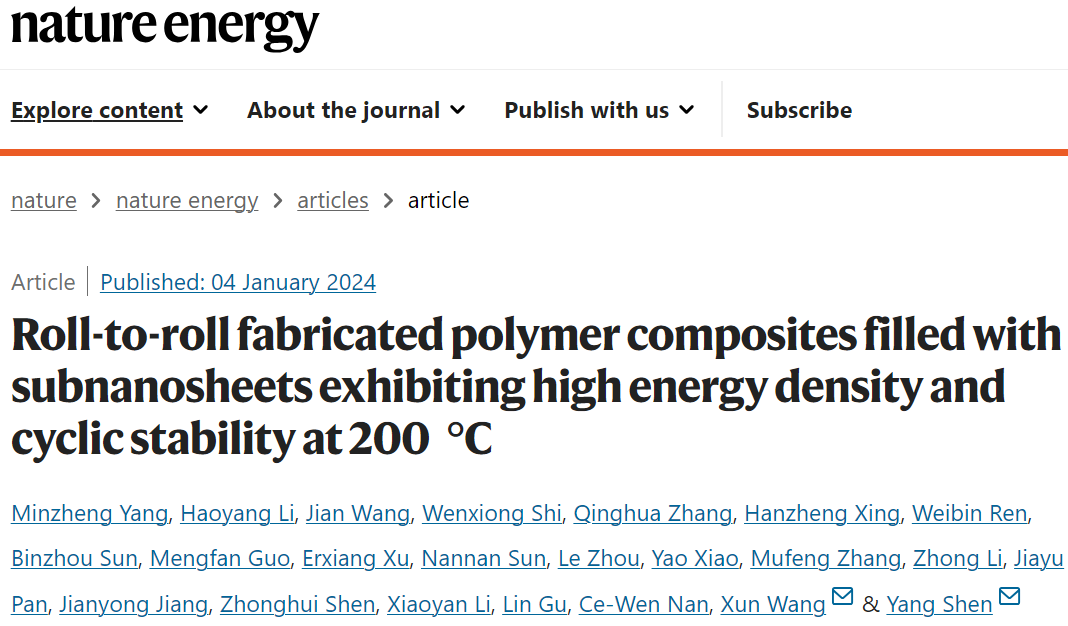 清華沈洋/王訓(xùn)，最新Nature Energy！