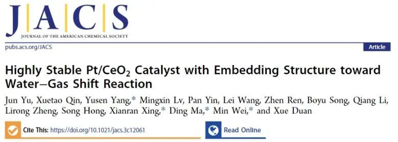 ?北化工/北大/北科JACS：構建嵌入式結構Pt/CeO2，用于穩(wěn)定催化水煤氣變換反應