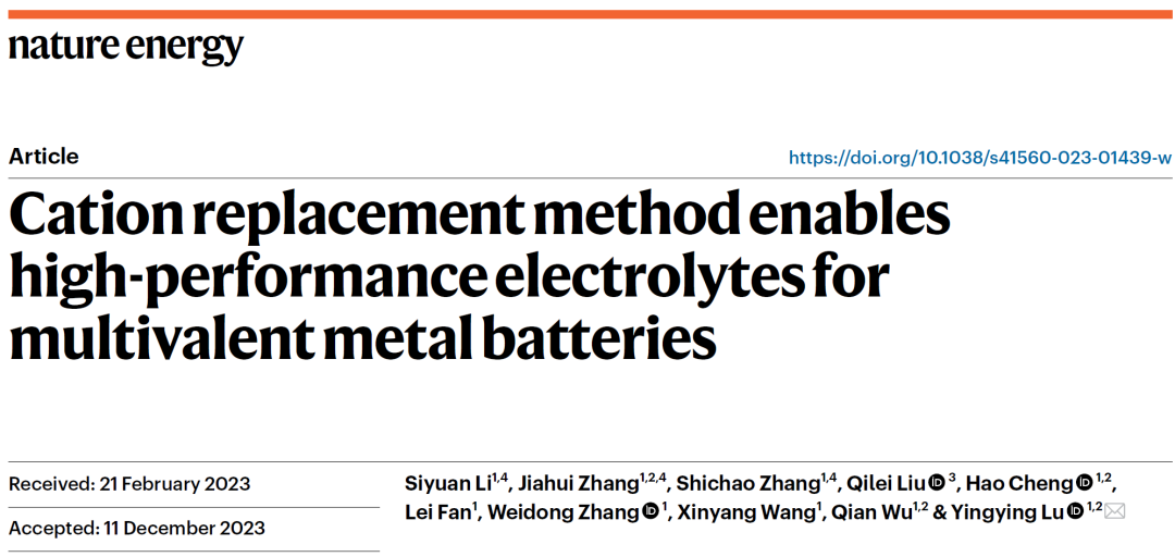 浙大陸盈盈，重磅Nature Energy！