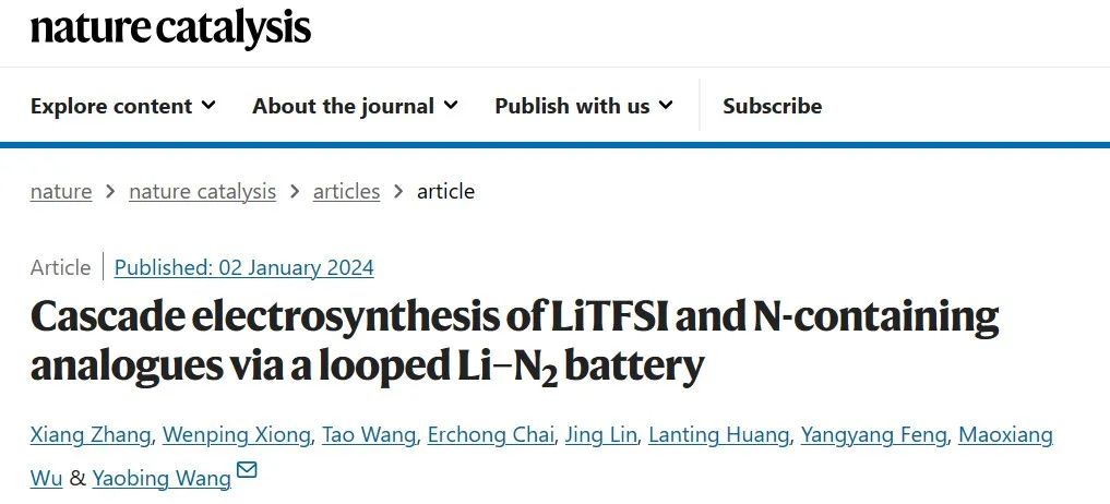 王要兵教授，最新Nature Catalysis！