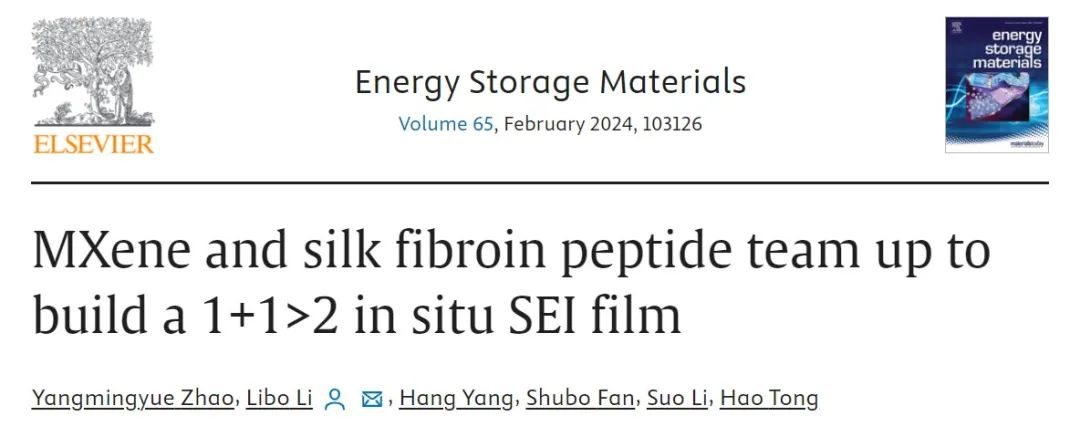 ?哈理工李麗波EnSM：MXene與絲素蛋白肽協(xié)同構(gòu)建1+1>2原位SEI膜