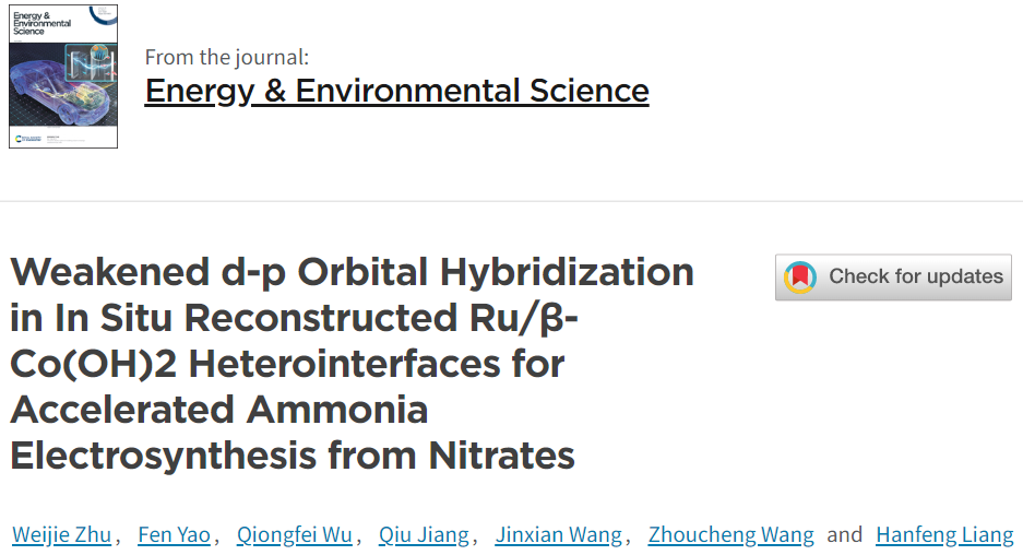 【DFT+實(shí)驗(yàn)】EES：Ru/β-Co(OH)2異質(zhì)結(jié)電催化硝酸鹽為氨