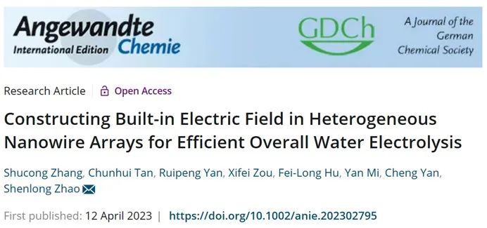 【DFT+實驗】Angew.：異質納米線陣列中構建內建電場實現高效全解水