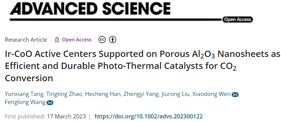 【DFT+實驗】Adv. Sci.：Ir-CoO/Al2O3實現(xiàn)高效持久的CO2制取甲烷