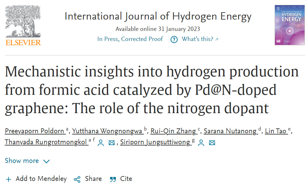 【純計(jì)算】Int. J. Hydrogen Energ.：Pd@N-摻雜石墨烯上甲酸催化制氫的機(jī)理研究