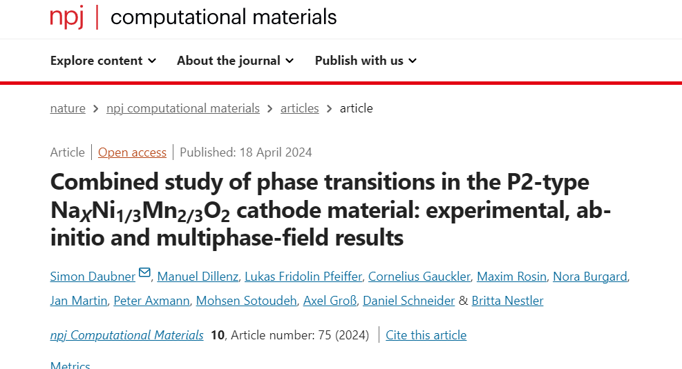 npj Comput. Mater.：P2型NaXNi1/3Mn2/3O2正極材料的相變研究：