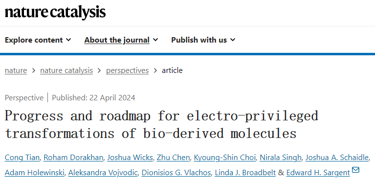 Edward H. Sargent大佬，最新Nature Catalysis！