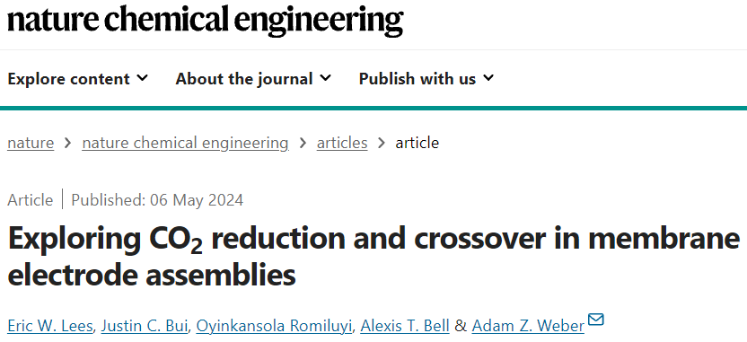 CO2還原，最新Nature Chemical Engineering！