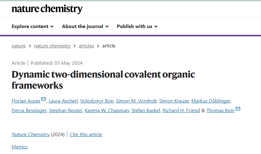 COFs，最新Nature Chemistry！