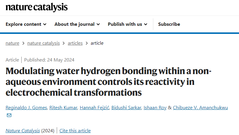 芝加哥最新Nat. Catal.：非水環(huán)境中調(diào)節(jié)水-氫鍵！