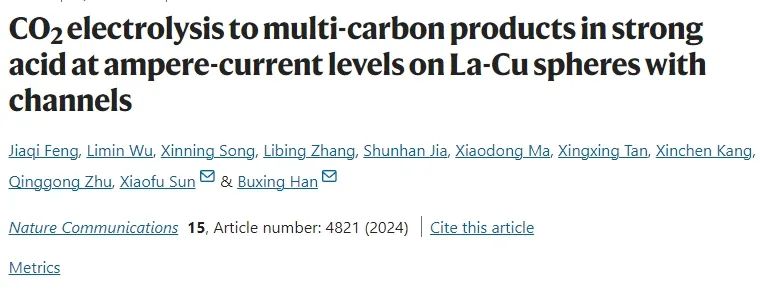 化學(xué)所Nature子刊: 構(gòu)建多孔通道，提高大電流下酸性CO2RR活性