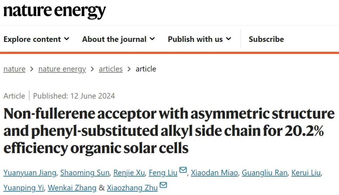 中科院化學所朱曉張/劉峰，最新Nature Energy！