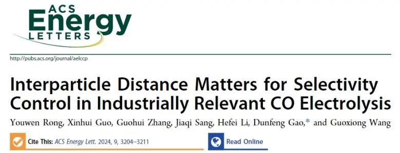 ?大化所ACS Energy Lett.: 調(diào)制顆粒間距，實(shí)現(xiàn)工業(yè)相關(guān)CO選擇性電解