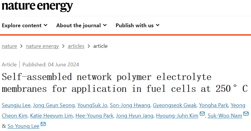 重磅Nature Energy：燃料電池，250 °C高溫突破！