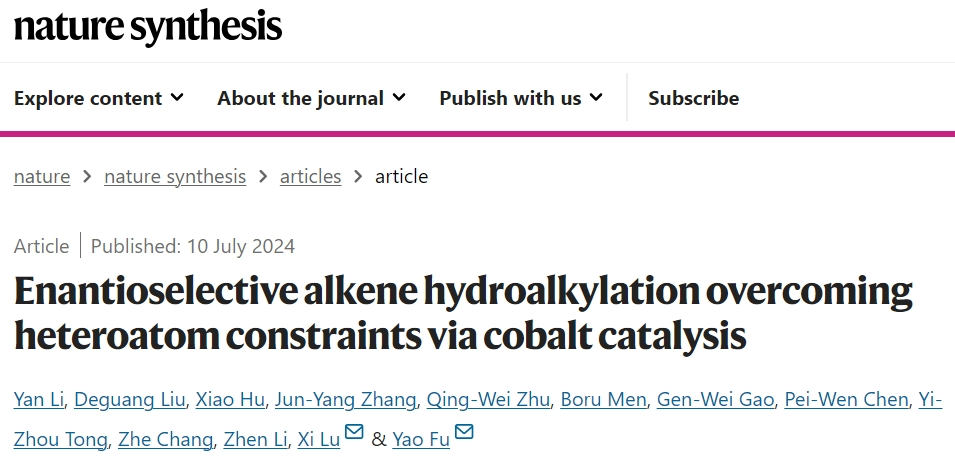 中科大，最新Nature Synthesis！