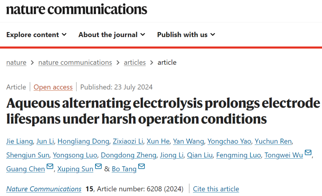 最新Nature子刊！在惡劣條件下，探索延長(zhǎng)電極壽命的方法！