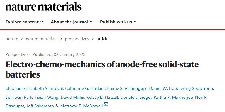 無陽極固態(tài)電池，登頂Nature Materials！